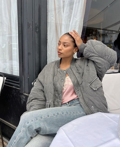 Damska Pikowana Kurtka Bomber - Casual Styl