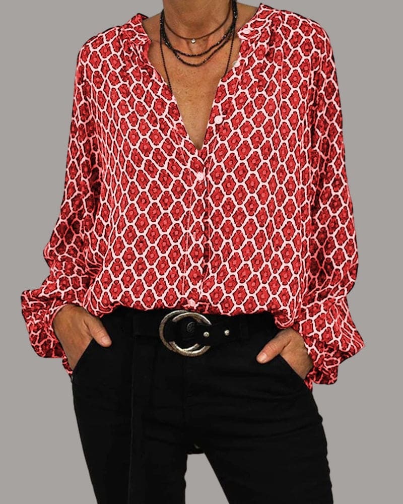 MARIE | Midi Blouse with V-Neck Design