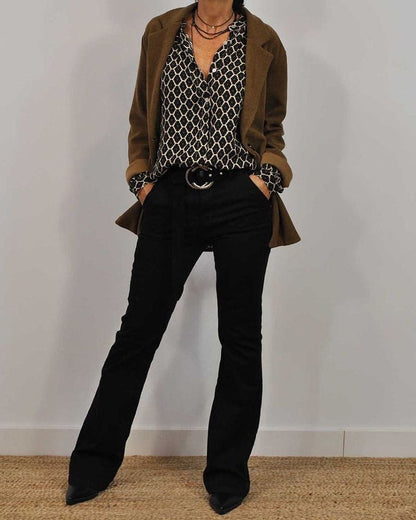 MARIE | Midi Blouse with V-Neck Design