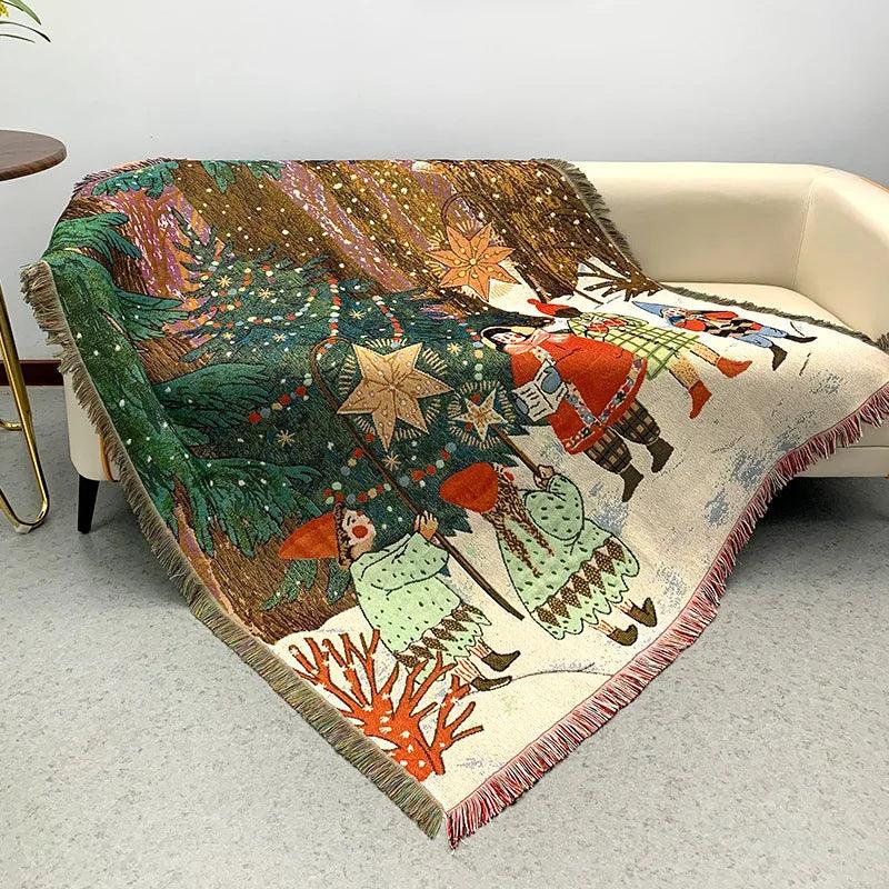 Miękki Polarowy Koc Świąteczny z Motywem Dziadka do Orzechów – Doskonały do Dekoracji i na Zimowe Wieczory