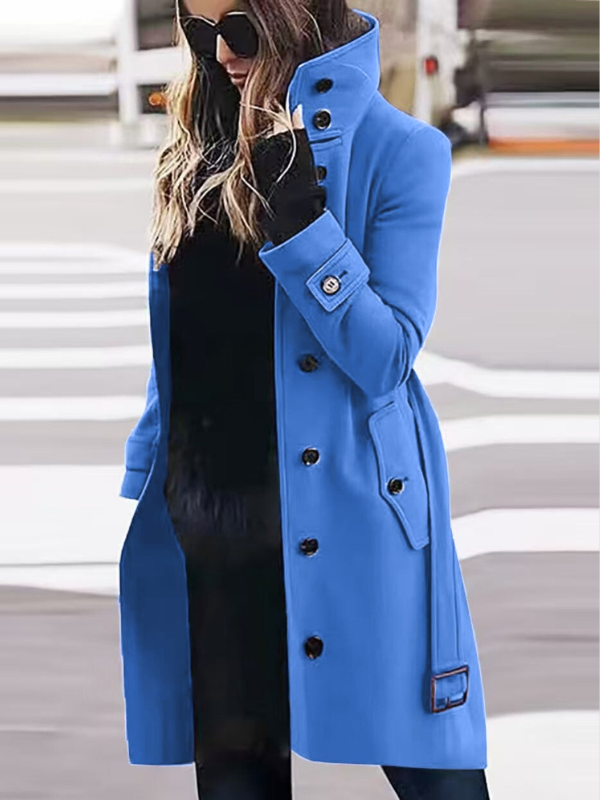 Thalia | Damski długi płaszcz z guzikami