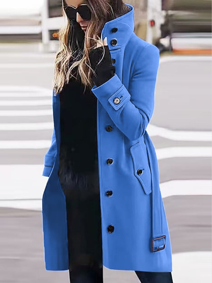 Thalia | Damski długi płaszcz z guzikami