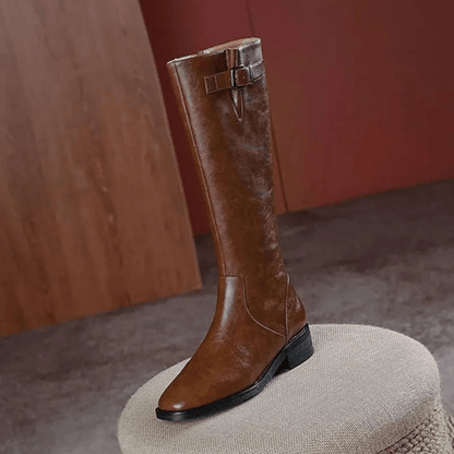 Mason | Damskie Retro Kozaki do Kolan – Stylowe z Grubym Obcasem i Kwadratowym Noskiem