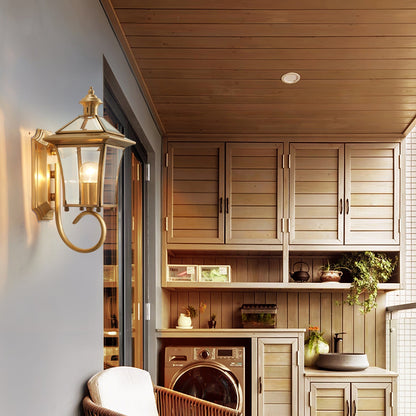 Olivara - Retro Mosiężna Lampa Ścienna do Użytku Zewnętrznego