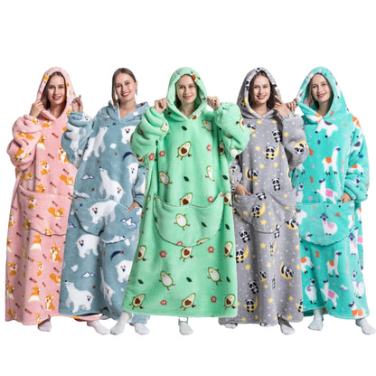 ICEY - Fleece Zimowy Koc z Kapturem