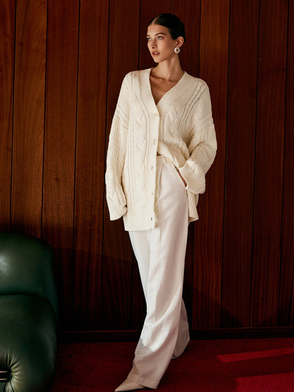 Aliyah | Elegancki Oversized Sweter z Plecionkami