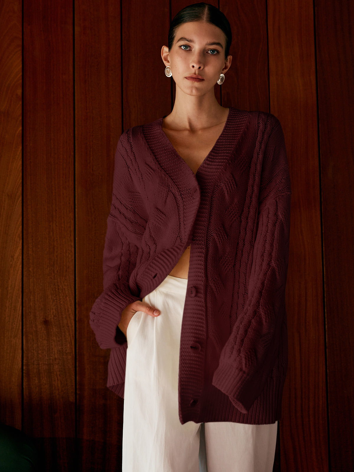 Aliyah | Elegancki Oversized Sweter z Plecionkami