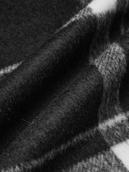 Mazie | Wełniany Trench w Kratę z Paskiem