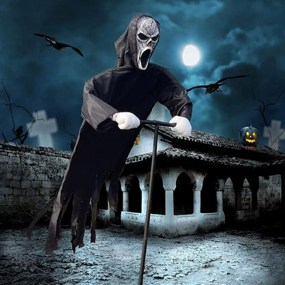 Wiszący duch na Halloween — dekoracja ogrodowa i odstraszacz ptaków