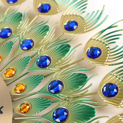 Ścienny Zegar Metalowy z Wzorem Pawia