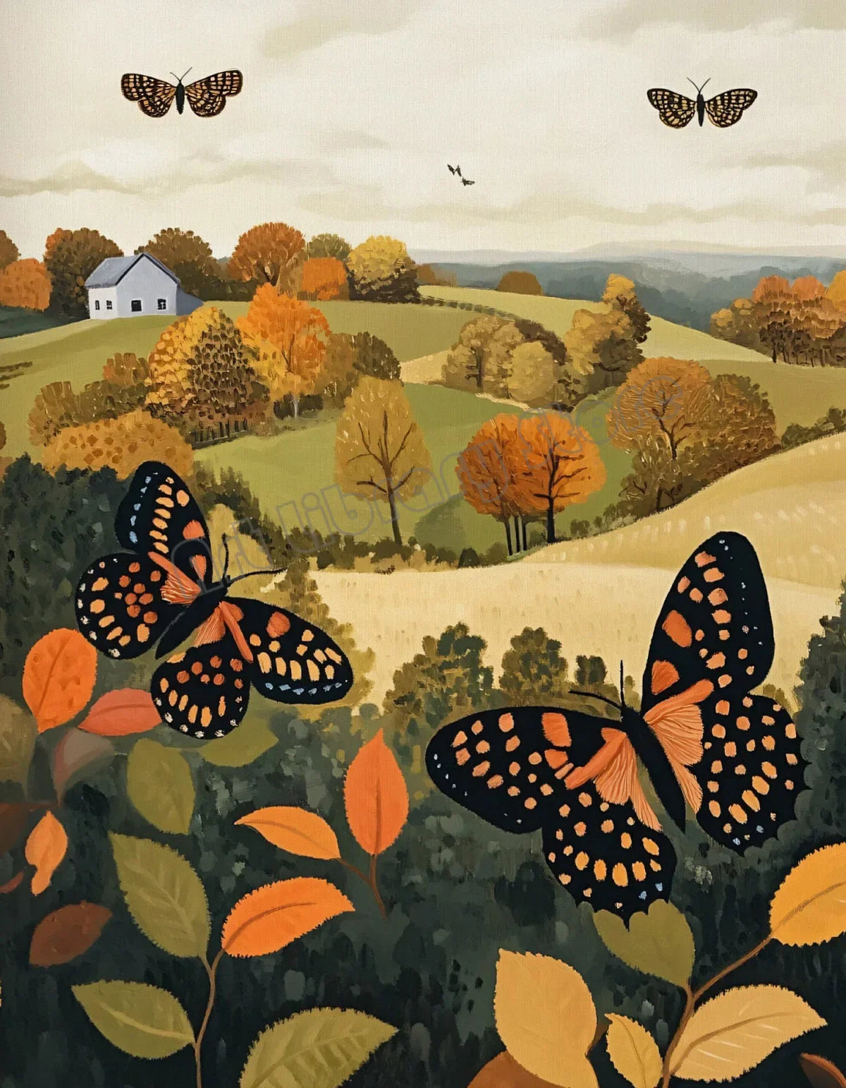 Zestaw plakatów Halloween z dyniami, duszkami i kotami — dekoracje ścienne na jesień