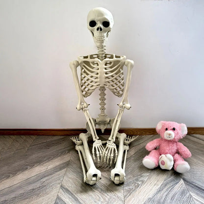 Ruchomy szkielet ludzki 90–165 cm — autentyczna dekoracja na Halloween i imprezy tematyczne