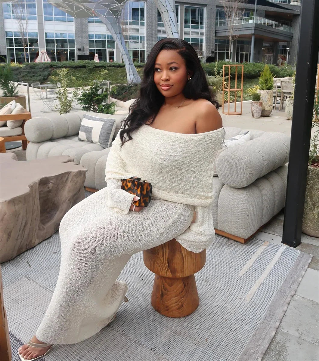 AMELIA – Maxi sukienka z odkrytymi ramionami dla kobiet