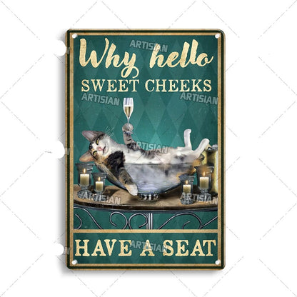 Artystyczny kot na metalowej płycie