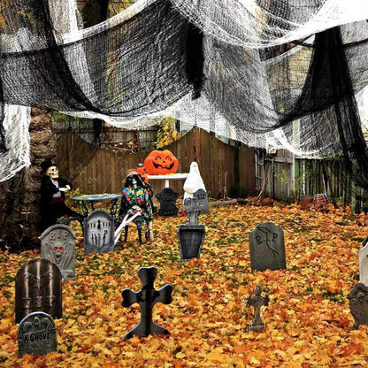 Czarna gaza dekoracyjna na Halloween — doskonała do ozdoby ścian, kominka i drzwi