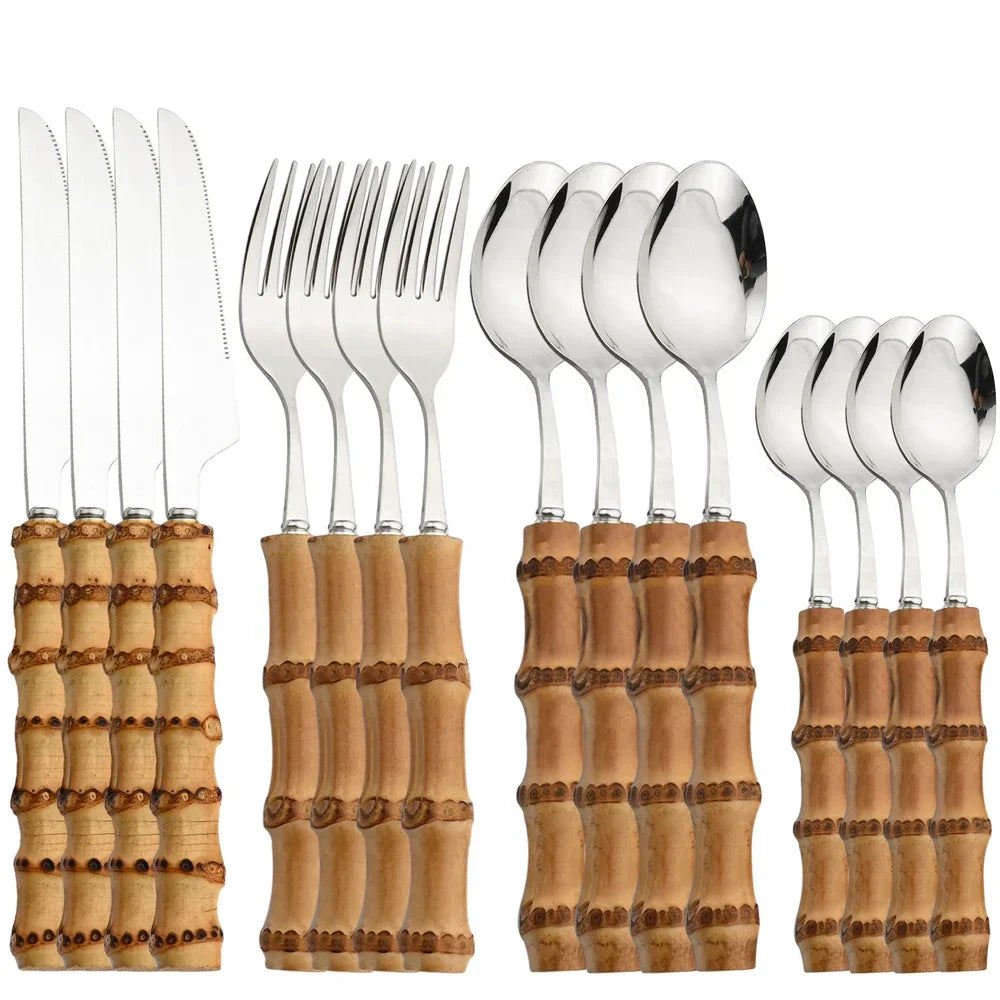 EcoServe | 16-Piece Cutlery Set with Bamboo Handles