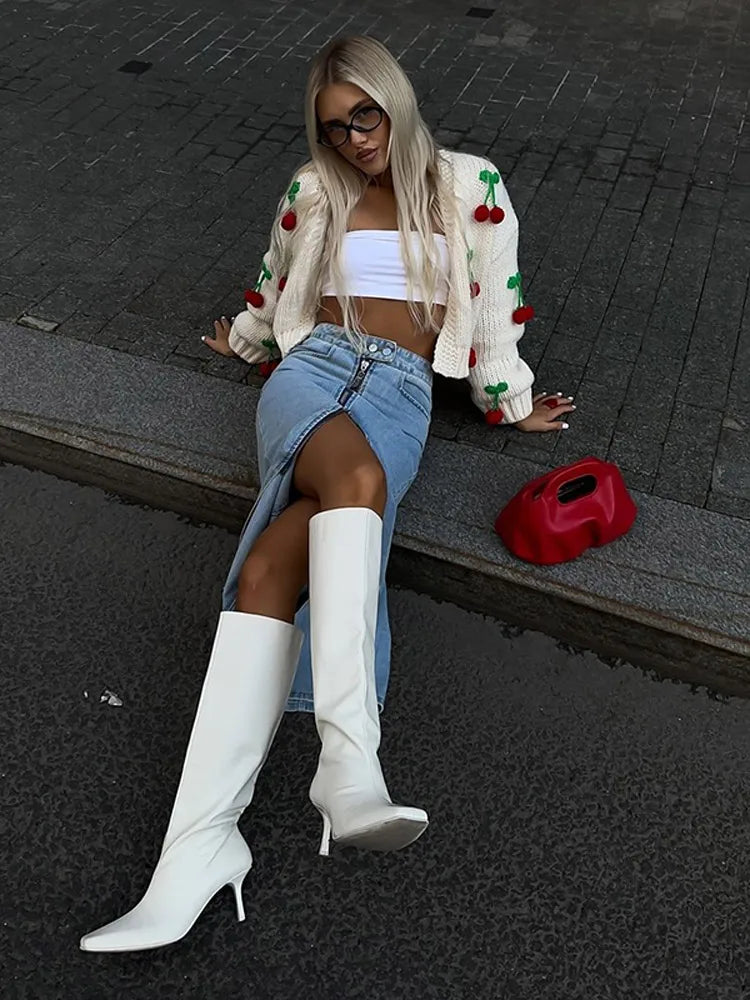 AMELIE | Uroczy wiśniowy sweter dla radosnego stylu