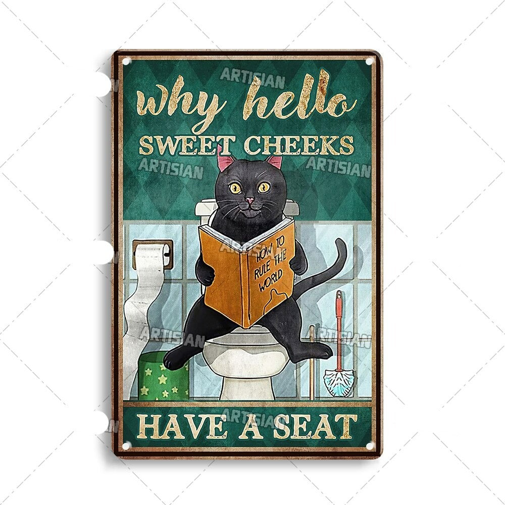 Artystyczny kot na metalowej płycie