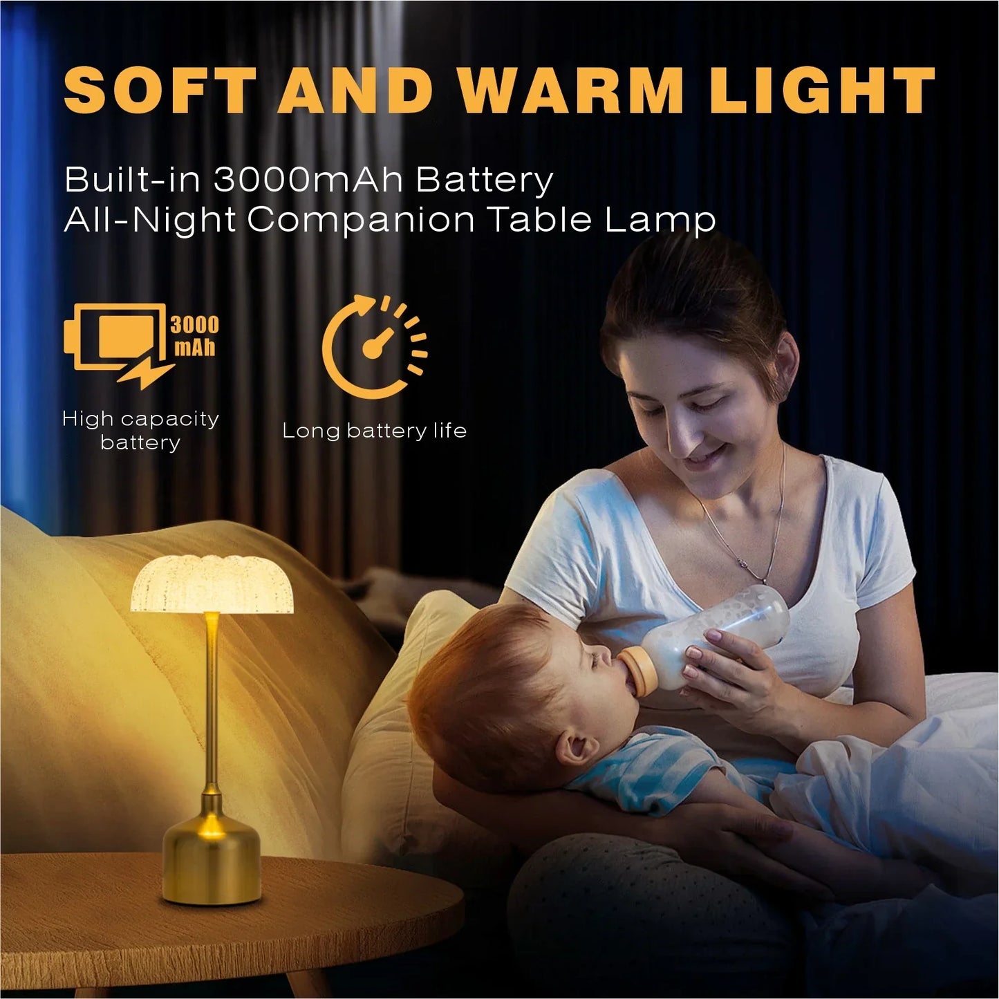 Bezprzewodowa Kryształowa Lampa Stołowa w Kształcie Kwiatu