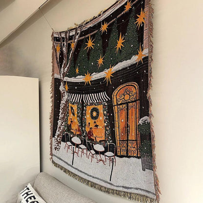 Świąteczny Koc z Wzorem Dziadka do Orzechów i Gwiazdek