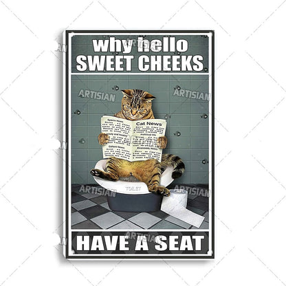 Artystyczny kot na metalowej płycie