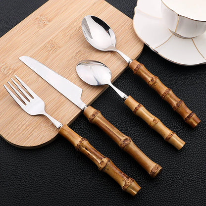 EcoServe | 16-Piece Cutlery Set with Bamboo Handles