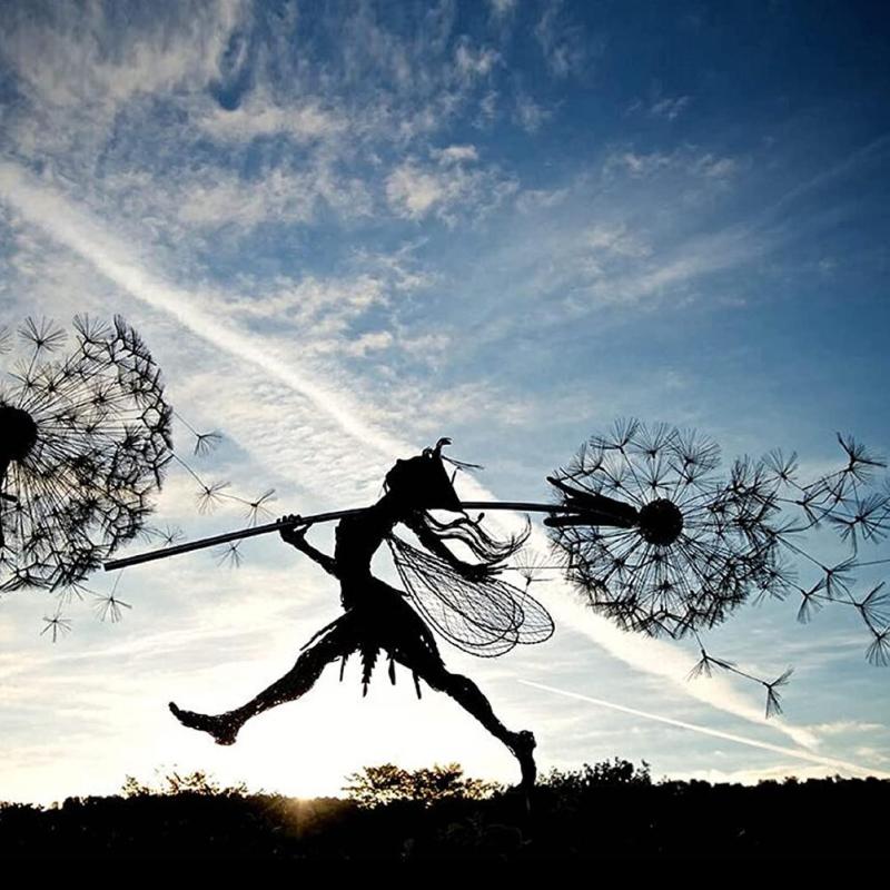 Urokliwe Rzeźby Wróżek do Ogrodu - Metalowa Dekoracja z Magicznym i Szczegółowym Wzorem