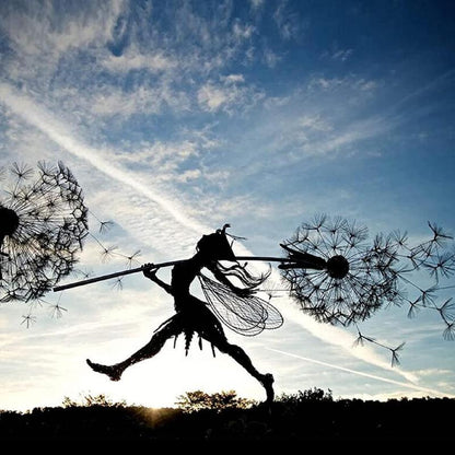 Urokliwe Rzeźby Wróżek do Ogrodu - Metalowa Dekoracja z Magicznym i Szczegółowym Wzorem