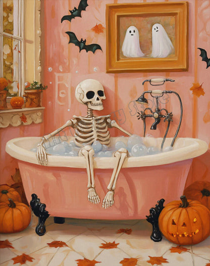 Zestaw plakatów Halloween z dyniami, duszkami i kotami — dekoracje ścienne na jesień