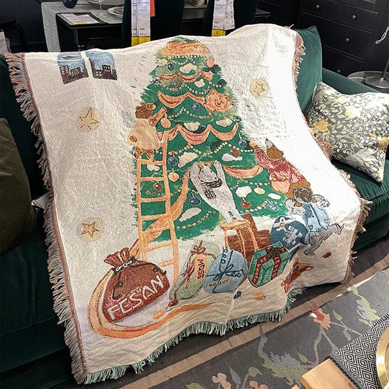 Świąteczny Koc z Wzorem Dziadka do Orzechów i Gwiazdek