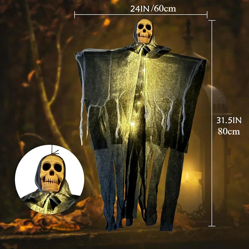 LED Wiszący Duch z Czaszką do Dekoracji Ogrodu i Domu na Halloween