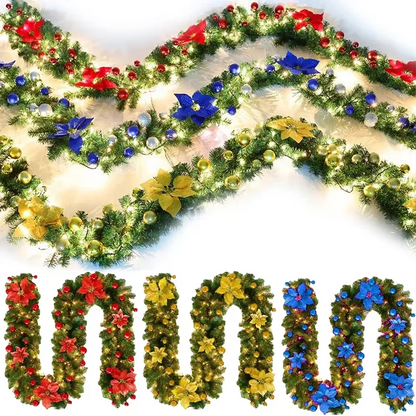 Świąteczna Girlanda LED z Rattanu do Dekoracji Schodów i Kominka