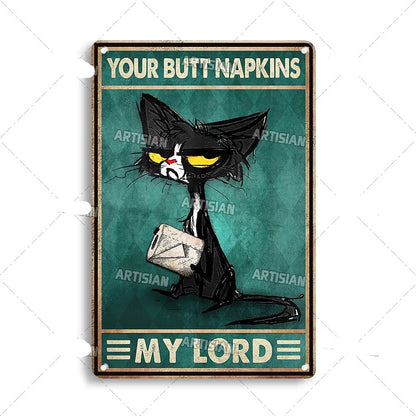 Artystyczny kot na metalowej płycie