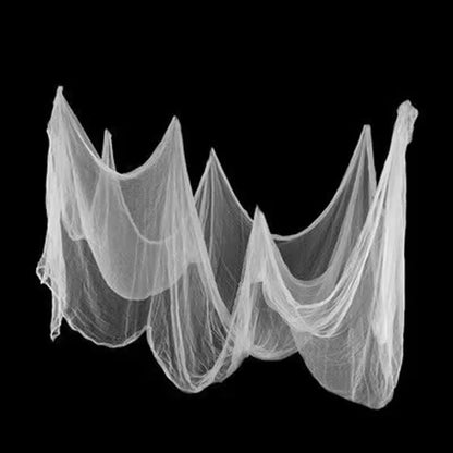 Czarna gaza dekoracyjna na Halloween — doskonała do ozdoby ścian, kominka i drzwi