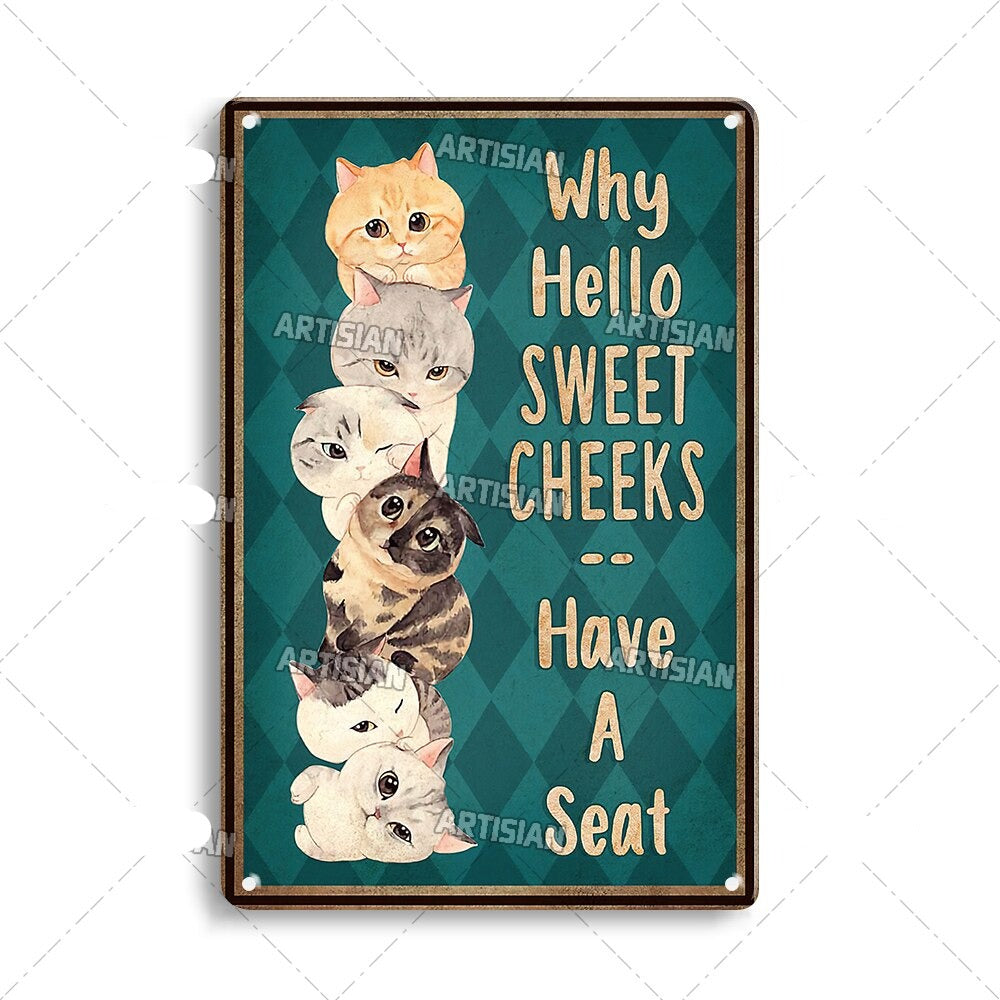 Artystyczny kot na metalowej płycie