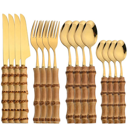EcoServe | 16-Piece Cutlery Set with Bamboo Handles
