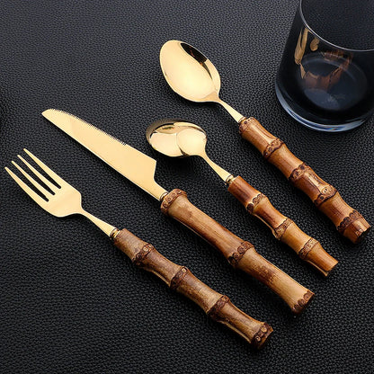 EcoServe | 16-Piece Cutlery Set with Bamboo Handles