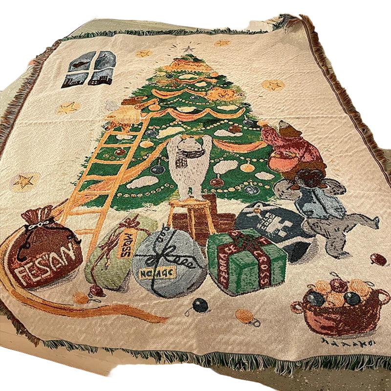 Świąteczny Koc z Wzorem Dziadka do Orzechów i Gwiazdek