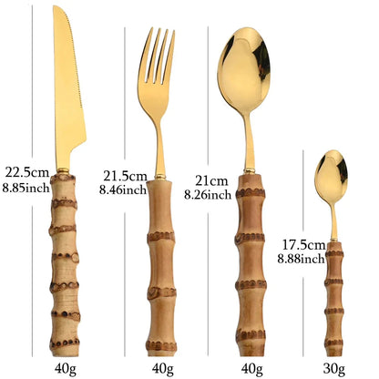 EcoServe | 16-Piece Cutlery Set with Bamboo Handles