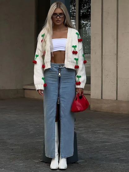 AMELIE | Uroczy wiśniowy sweter dla radosnego stylu