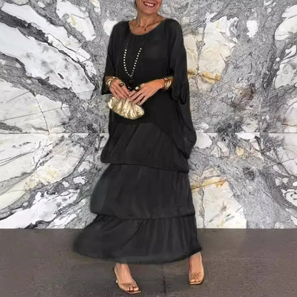 Isabella - Letnia Sukienka Maxi z Krótkim Rękawem