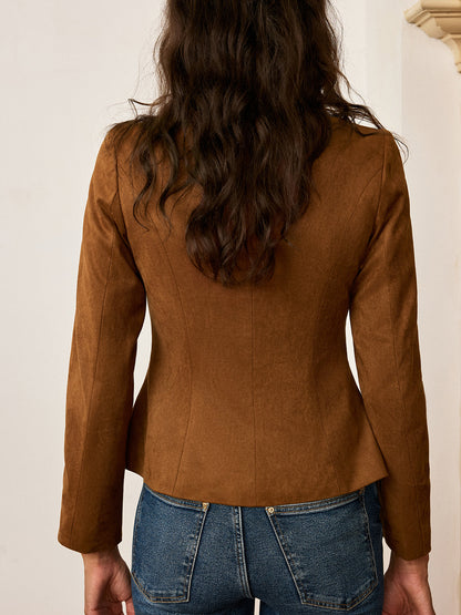 Amyra | Suede Jacket with Metal Buttons
