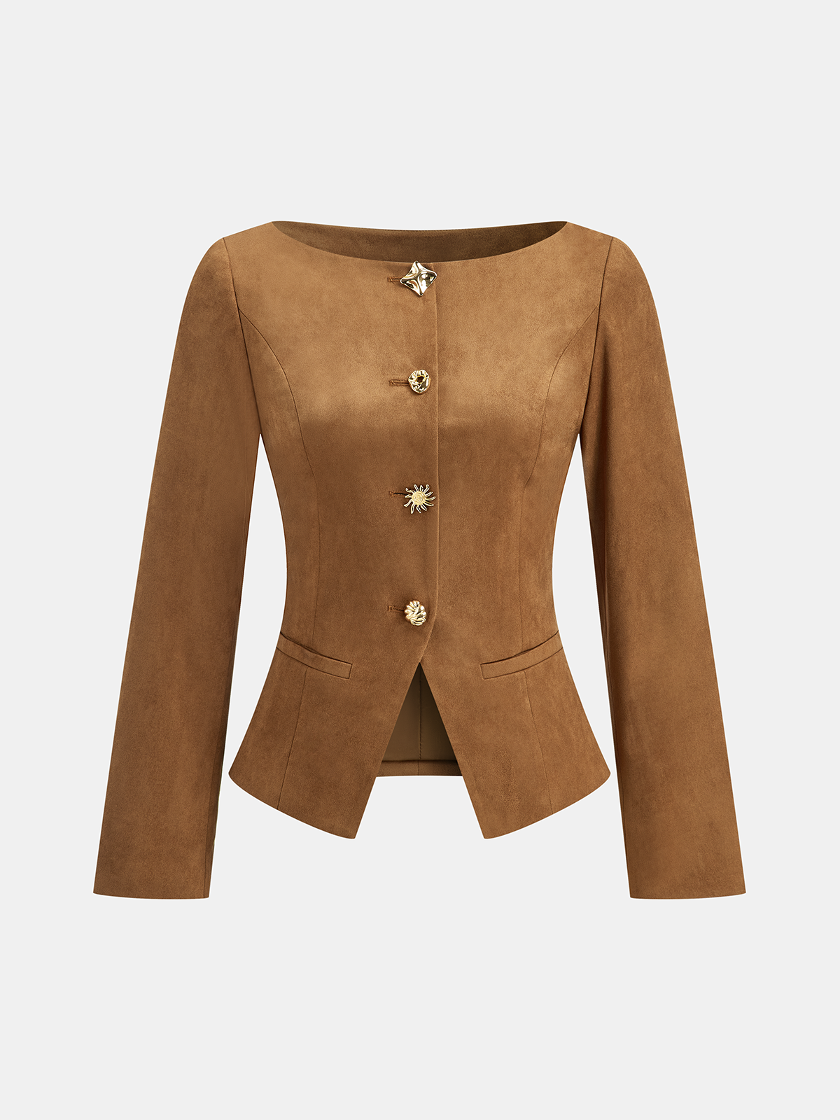 Amyra | Suede Jacket with Metal Buttons