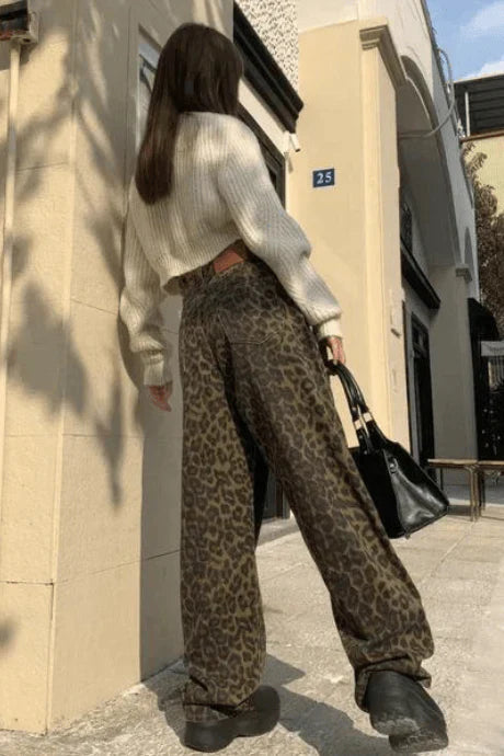 LUNA | Kobiece vintage dżinsy w panterkę