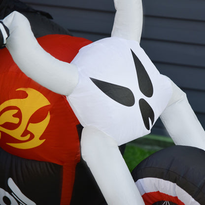 Straszący jeździec na motocyklu Halloween — nadmuchiwana dekoracja LED (180×55×120 cm)