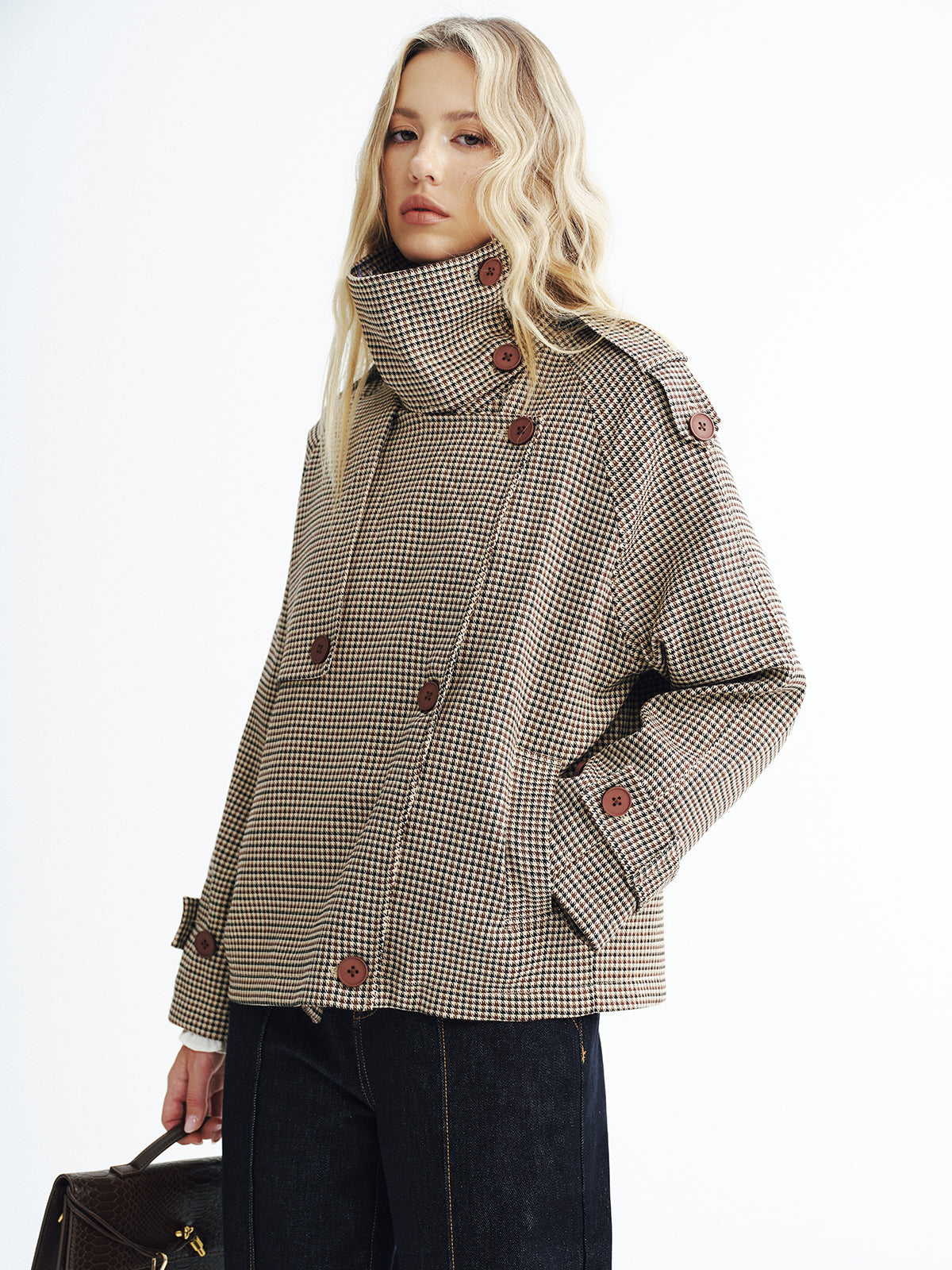 Henley | Retro Plaid Cropped Trench Jacket