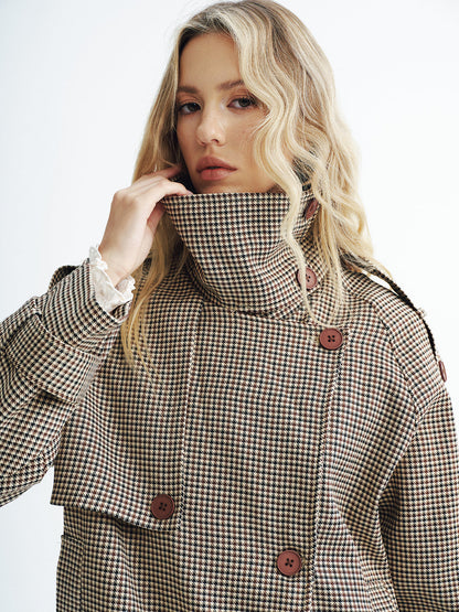 Henley | Retro Plaid Cropped Trench Jacket