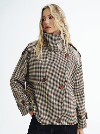 Henley | Retro Plaid Cropped Trench Jacket