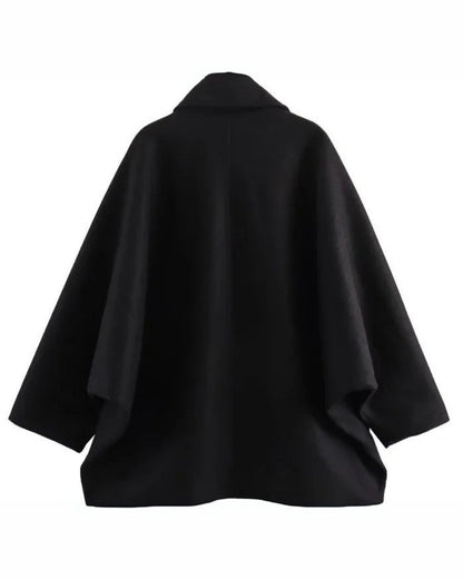 Przytulny Damski Oversized Płaszcz Wełniany z Guzikami na Jesień