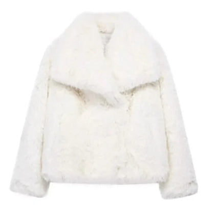 Kurtka Krótka z Sztucznego Futra dla Kobiet – Stylowy Płaszcz Zimowy na Casualowe i Półformalnie Wyjścia